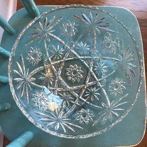 Anchor Hocking ‘Star of David’ Crystal Punch Bowl vintage‎